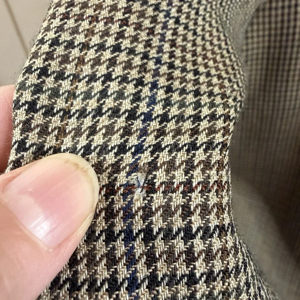 Ralph Lauren Houndstooth Lambswool Brown Tweed Blazer 46R LARP Cosplay Preppy‎